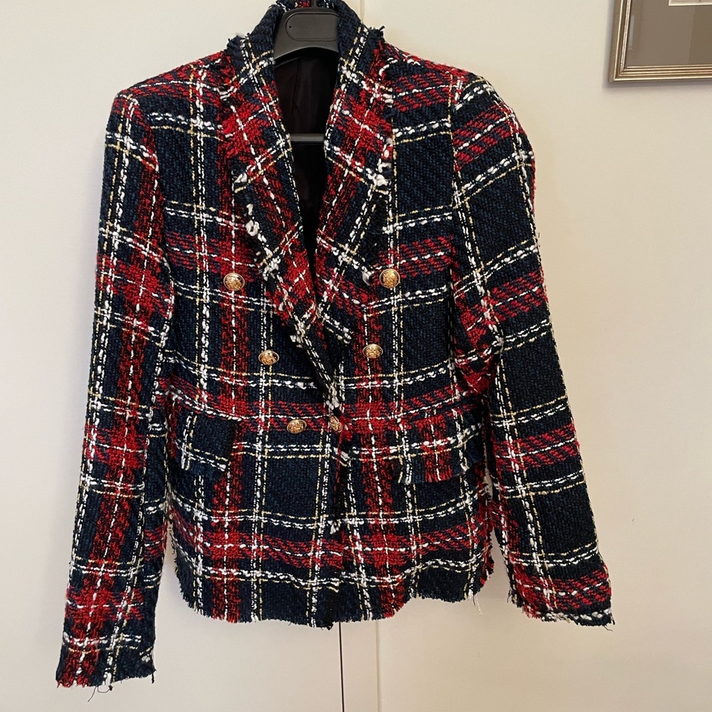 NEW Blue, White and Res Tweed Jacket